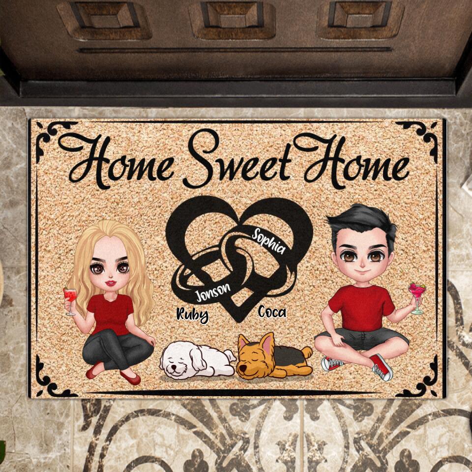 Custom Personalized Home Sweet Couple Home Doormat - Valentine's Day Gift For Couple