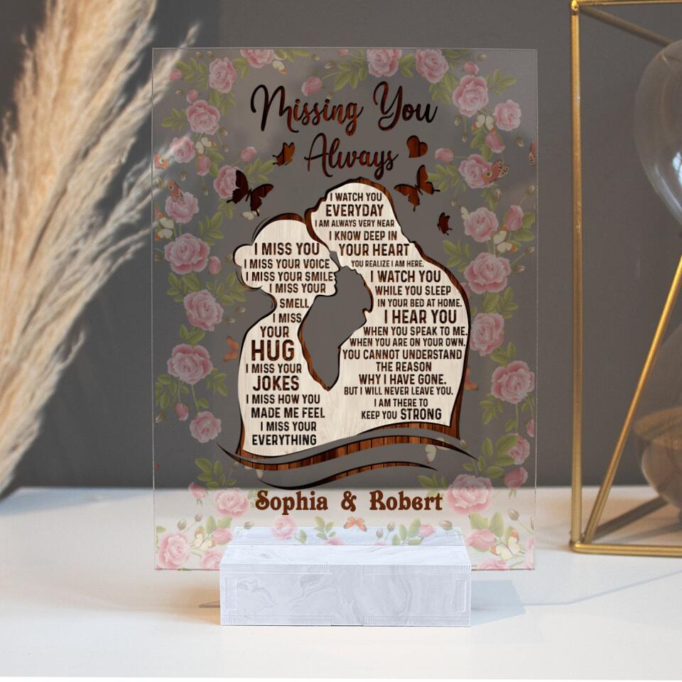Personalized Couple Acrylic Plaque - Gift Idea For Couple/Lovers - Missing You Always, I Watch You Everyday