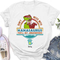 Personalized Grandma Dinosaur Shirt/Hoodie - Gift For Grandma With Up To 10 Grandkids Dinosaurs - Don't Mess With Nanasaurus You'll Get Jurasskicked