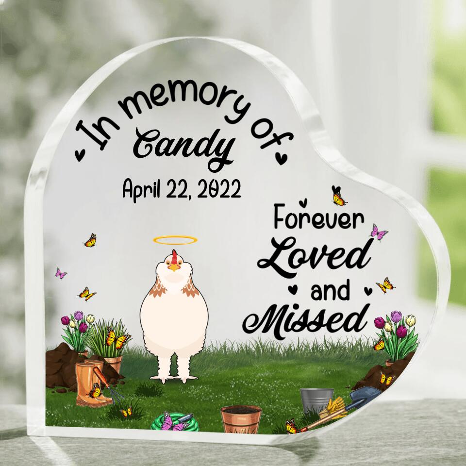 Personalized Memorial Chicken Heart-Shaped Acrylic Plaque - Gift Idea For Chicken Lover - Forever Loved And Missed