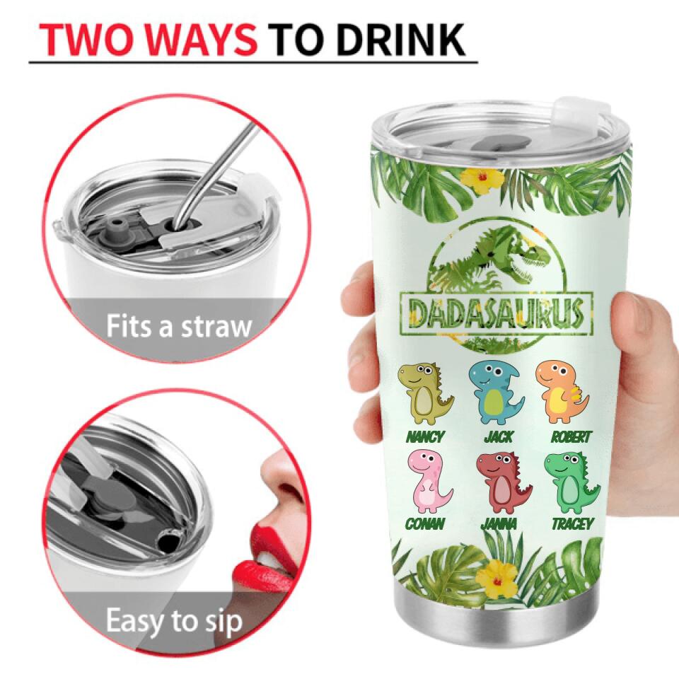 Personalized Dinosaur Tumbler - Father's Day Gift from Kid with up to 6 Kid Dinosaurs - Daddy  You Are My Favorite Dinosaur