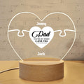 Personalized Father Heart-Shaped Acrylic Photo Panel with Light Base - Up to 7 People - Gift Idea for Father's Day - You're My Hero