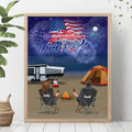 Personalized Beach Night Camping Family Poster - Adult/Couple/Parents With Up to 3 Kids And 4 Pets - Independence Day Gift Idea For Family/Camping Lover - Happy 4th Of July