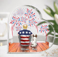 Personalized Independence Day Crystal Heart Keepsake - Family With Up to 4 Dogs/Cats - Gift Idea For Independence Day/Family/Dog/Cat Lover