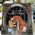 Personalized Horse Girl Quilt/Fleece Throw Blanket - Up to 5 Horses - Gift Idea For Horse Lovers - Just A Girl Who Loves Horses