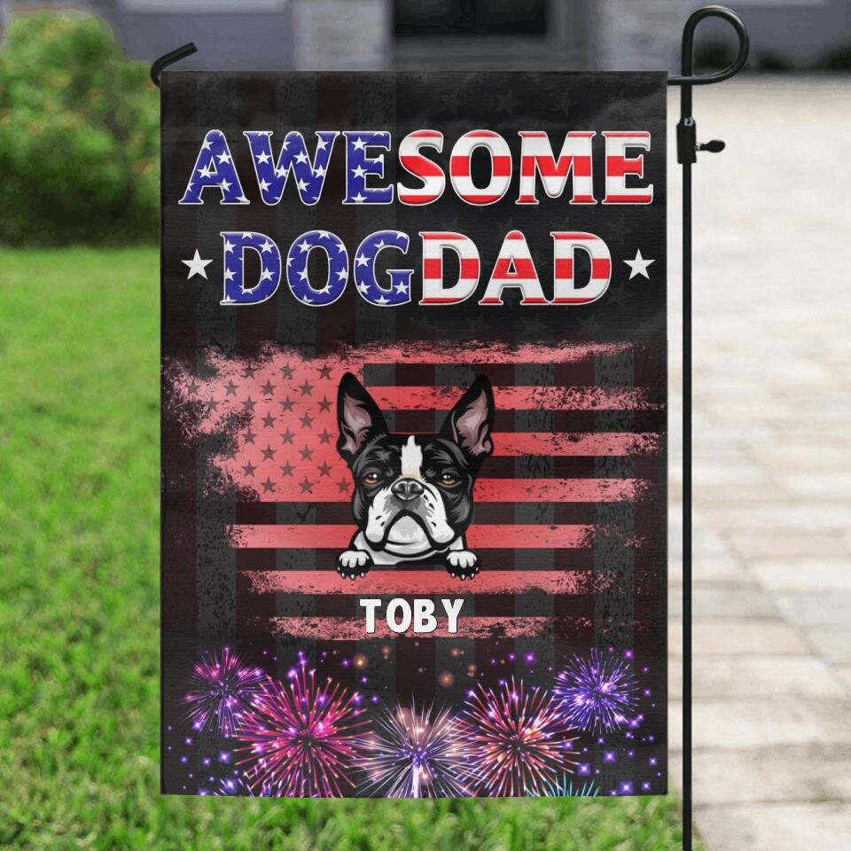 Personalized Dog Dad Flag Sign - Gift Idea For Father's Day/Dog Lovers - Up To 6 Dogs - Awesome Dog Dad