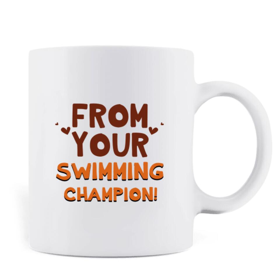 Custom Personalized Sperm Coffee Mug - Gift Idea From Kids to Father with up to 8 Kids - From Your Swimming Champion!