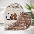 Personalized Couple Sitting With Dogs Back View Crystal Heart - Up to 4 Dogs - Gift Idea For Couple/Dog Lovers - My Favorite Place In All The World Is Next To You