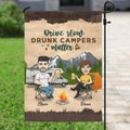Personalized Drive Slow Camping Couple Flag Sign - Gift Idea For Couple/Camping Lovers - Drive Slow Drunk Campers Matter