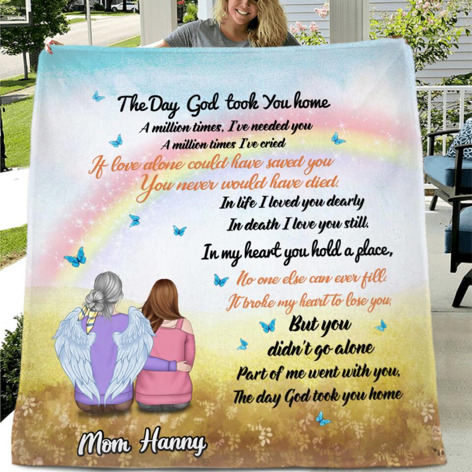Personalized Memorial Fleece Throw Blanket/Quilt - Memorial Gift Idea - The Day God Took You Home