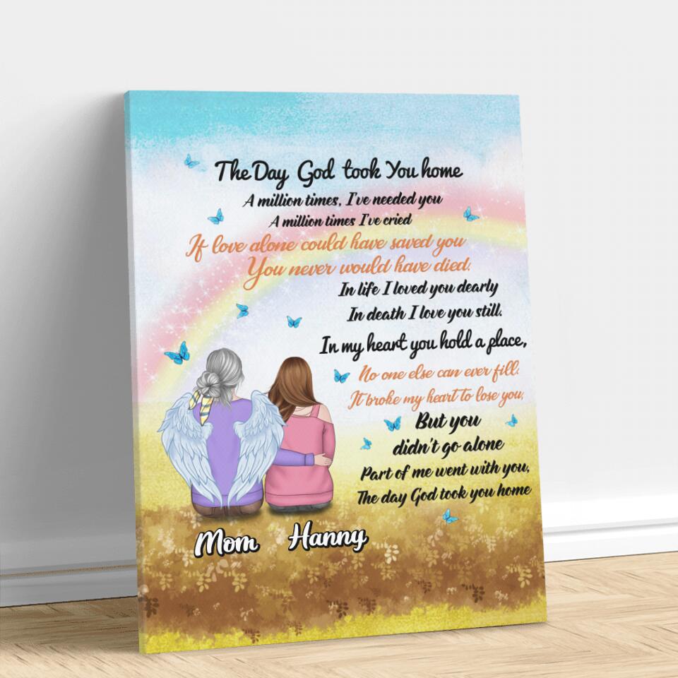 Custom Personalized Memorial Canvas - Memorial Gift Idea - The Day God Took You Home
