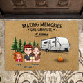 Personalized Chibi Family Camping Doormat - Gift Idea For Family - Parents With Up To 4 Kids And 2 Dogs - Making Memories One Campsite At A Time