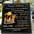 Personalized Couple Quilt/Fleece Throw Blanket/Pillow Cover - Memorial Gift Idea For Couple - I Am A Wife To A Husband With Wings