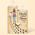 Personalized Dog Mom Heart Candle Holder - Memorial Gift Idea For Dog Lover with up to 3 Dogs - Never Walk Alone