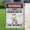 Personalized Warning Dog Flag Sign - Gift Idea For Dog Lovers - Up To 5 Dogs - Warning Area Patrolled By 24h Security