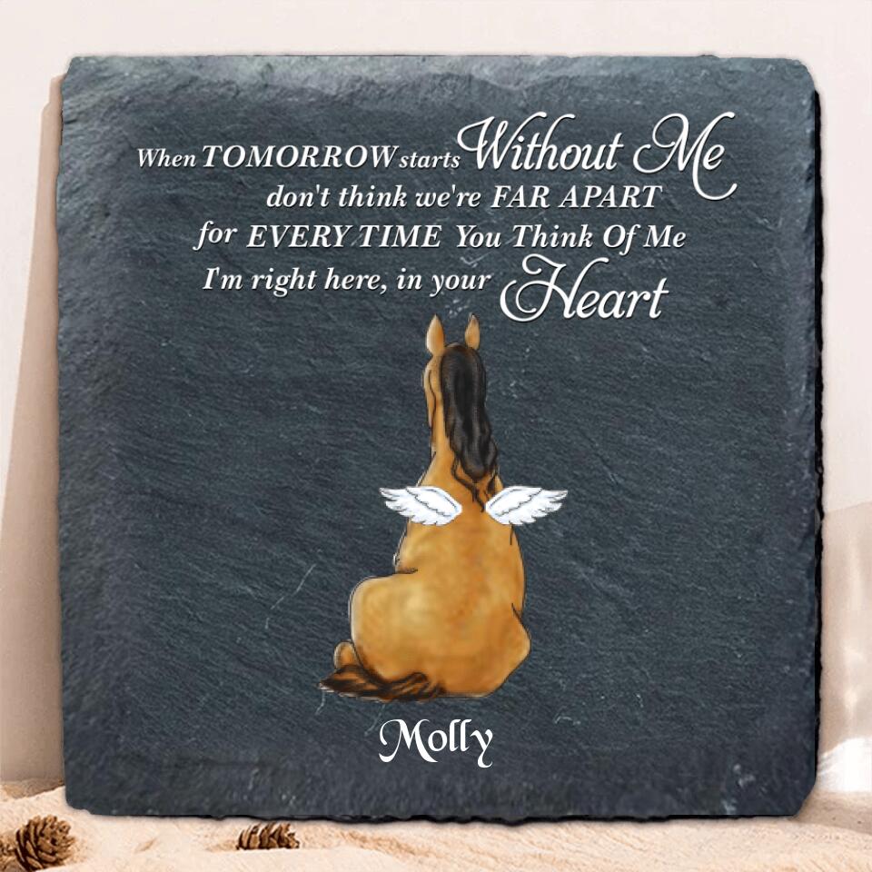 Personalized Memorial Horse Square Lithograph - Horse, Adult/Couple With Horse - Memorial Gift For Horse Lover - I'm Right Here, In Your Heart