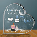 Personalized Pet Mom Crystal Heart - Gift Idea For Pet Owner with up to 5 Pets - I Love You To The Moon & Back