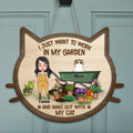 Personalized Door Sign - Gift for Cat Lovers, Garden Lovers, Cat Mom - I just want to work in my garden & hang out with my cats - Up to 5 Cats