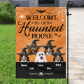 Personalized Dog Flag Sign - Gift Idea For Halloween/Dog Lover with up to 5 Dogs - Welcome To Our Haunted House