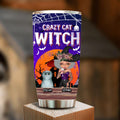 Personalized Crazy Cat Witch Tumbler - Up to 4 Cats - Halloween Gift Idea For Cat Lovers