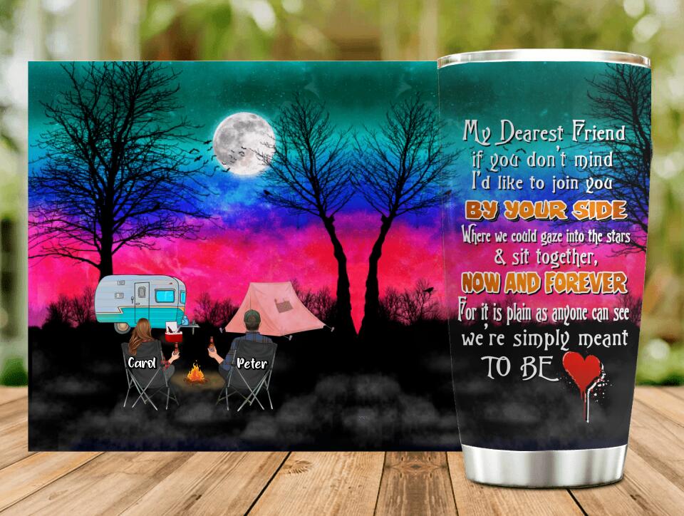 Personalized Couple Camping Tumbler - Couple With Up to 2 Kids And 4 Pets - Gift For Couple/Camping Lover - My Dearest Friend