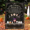 Personalized Halloween Cat Mom Flag Sign - Up to 6 Cats - Halloween Gift For Cat Lovers/Wiccan Decor/Pagan Decor - Old Salem's Black Hat Inn Home of The Black Flame Candle est.1692
