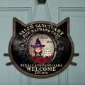 Personalized Halloween Cat Mom/Dad Door Sign - Up to 6 Cats - Halloween Gift For Cat Lovers/Wiccan Decor/Pagan Decor - Salem Sanctuary For Wayward Cats