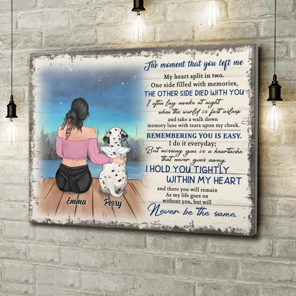 Personalized Memorial Pet Canvas - Adult/Couple With Up to 4 Pets - Gift Idea For Dog/Cat Lover - The Moment That You Left Me