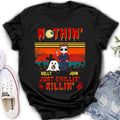 Personalized Horror Movie T-Shirt/Long Sleeve/Sweatshirt/Hoodie - Halloween Gift For Dog Lover/Cat Lover/Horror Movie Lover - Up to 4 Dogs/Cats - Nothin', Just chillin', Killin'