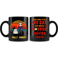 Personalized Horror Movie Coffee Mug - Halloween Gift For Dog Lover/Cat Lover/Horror Movie Lover - Up to 4 Dogs/Cats - I Just Want To Pet My Dog And Watch Horror Movies