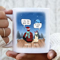 Personalized Christmas Night Coffee Mug - Man/Woman/Couple With Up to 4 Pets - Gift For Dog/Cat Lover