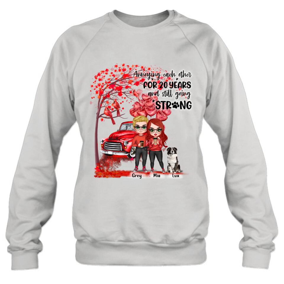 Personalized Valentine Couple & Dog Shirt/Pullover Hoodie - Valentine's Day Gift Idea For Couple - Annoying Each Other For 20 Years And Still Going Strong