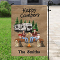 Personalized Camping Family Flag Sign - Gift Idea For Camping Lovers with up to 2 Kids and 4 Dogs - Happy Campers