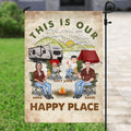 Personalized Camping Flag Sign - Gift Idea For Couple/Family/Camping Lovers - This Is Our Happy Place