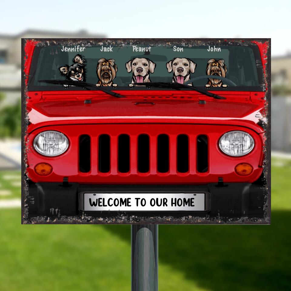 Personalized Dog & Off-road Metal Sign - Up to 5 Dogs - Best Gift For Dog Lovers