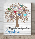 Custom Personalized Family Tree Canvas - Upto 10 Birds - Christmas Gift For Family - My Greatest Blessings Call Me