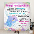 Personalized Grandma & Grandkid Sea Animal Fleece Throw Blanket/Quilt - Gift Idea For Granddaughter/Grandson - To My Granddaughter, I Hugged This Soft Blanket