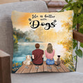 Personalized Couple With Pets Pillow Cover - Couple & 2 Pets - Gifts For Dog Lovers, Cat Lovers - Life Is Better With Dogs