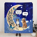 Personalized Dog Moon Memorial Pillow Cover & Quilt/Fleece Blanket - Up to 5 Dogs - Memorial Gift For Dog Lover