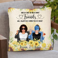 Personalized Friends Pillow Cover - Up to 4 Girls - Gift Idea For Best Friends - Side By Side Or Miles Apart Friends Will Always Be Connected By Heart