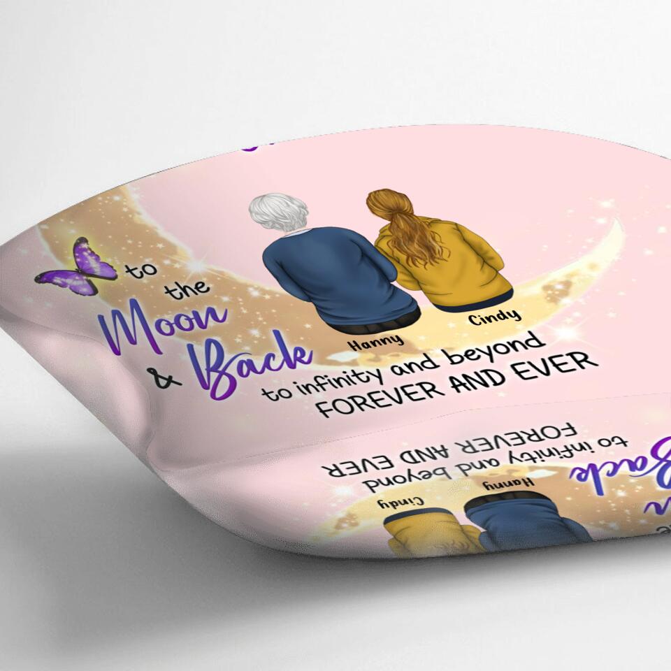 Personalized Grandma Pillow Cover - Up to 5 Kids - This Grandma Loves Her Grandkids To The Moon And Back
