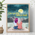 Custom Personalized Paper Poster for Mom and Daughter - Best Gift for Mom, Daughter - I love you to the moon and back