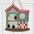Personalized Chicken Coop Wooden Sign - Up to 7 Chickens - Gift Idea for Chicken Lovers - Keep Gate Closed Don't Let The Chickens Out