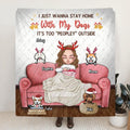 Personalized Dog Mom Xmas Fleece Throw Blanket/Quilt - Gift Idea For Dog Lovers - Up to 4 Dogs - I Just Wanna Stay Home With My Dogs, It's Too "Peopley" Outside