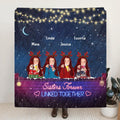Personalized Sister Christmas Fleece Throw Blanket/Quilt - Gift Idea For Sisters - Up to 4 Sisters - Sisters Forever Linked Together