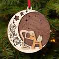 Personalized Hugging Dog Circle Wooden Ornament - Christmas Gift Idea For Dog Owner - I Love You To The Moon and Back