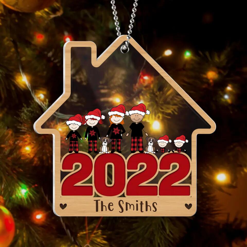 Custom Personalized 2026 Christmas Family Cartoon Acrylic Ornament - Christmas Gift Idea For Couple/ Family