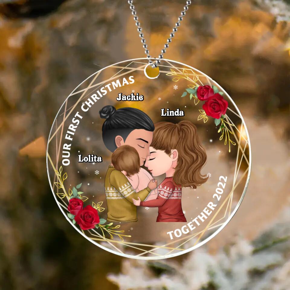 Custom Personalized First Christmas New Parent  Circle Acrylic Ornament - Gift Idea For Family - Our First Christmas Together 2026