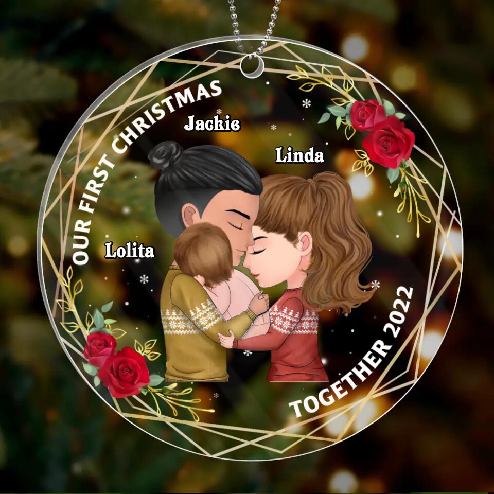 Custom Personalized First Christmas New Parent  Circle Acrylic Ornament - Gift Idea For Family - Our First Christmas Together 2026