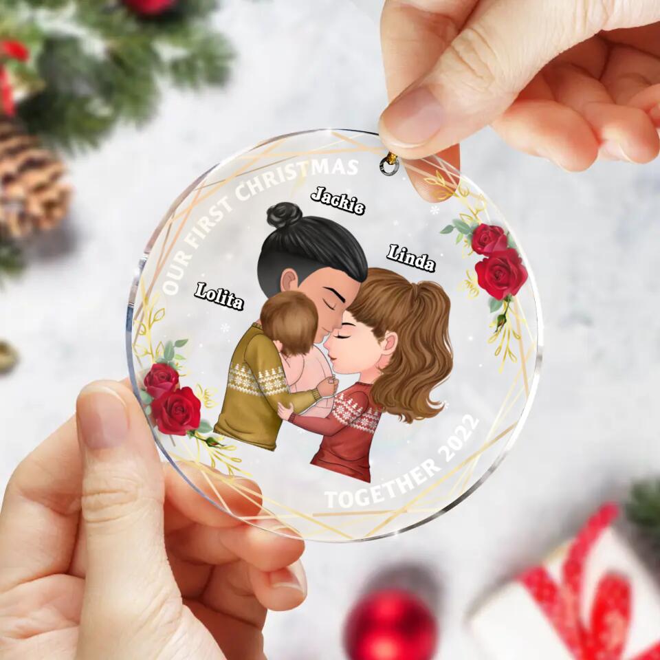 Custom Personalized First Christmas New Parent  Circle Acrylic Ornament - Gift Idea For Family - Our First Christmas Together 2026
